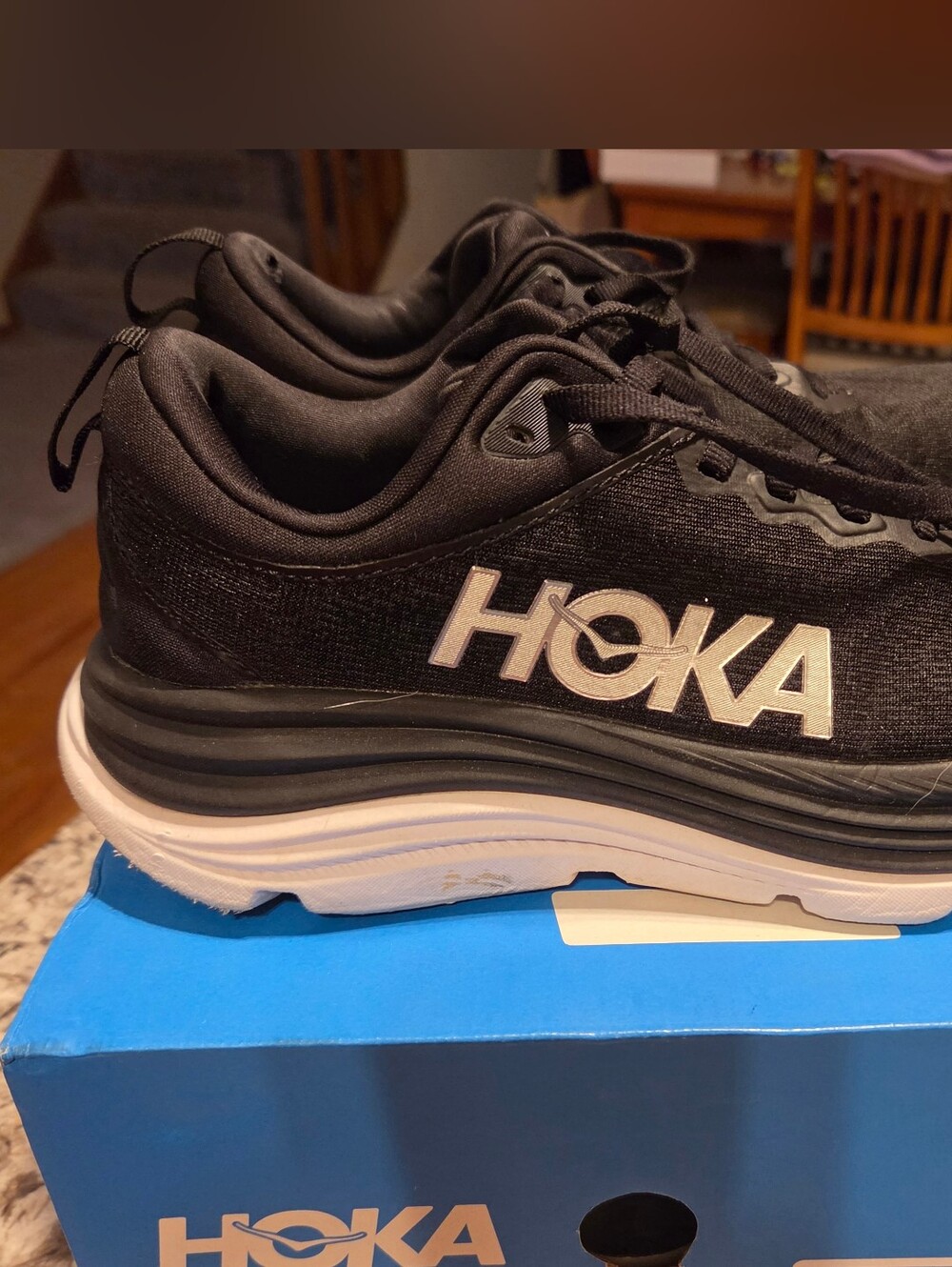 Womans HOKA Gaviota 5 Size 7. Black/ White. Excellent Used Condition.